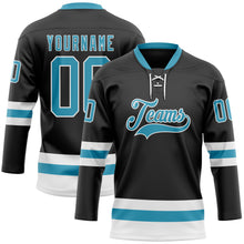 Load image into Gallery viewer, Custom Black Panther Blue-White Hockey Lace Neck Jersey
