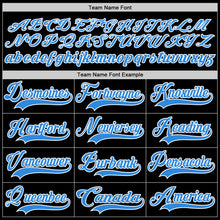 Load image into Gallery viewer, Custom Black Powder Blue-White Hockey Lace Neck Jersey
