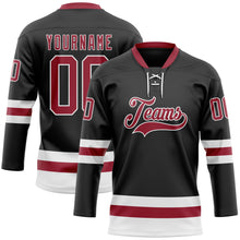 Load image into Gallery viewer, Custom Black Cardinal-White Hockey Lace Neck Jersey
