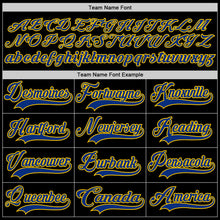 Load image into Gallery viewer, Custom Black Royal-Yellow Hockey Lace Neck Jersey
