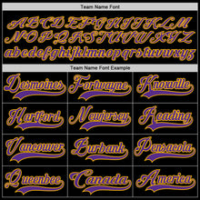 Load image into Gallery viewer, Custom Black Purple-Gold Hockey Lace Neck Jersey
