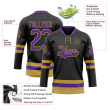 Load image into Gallery viewer, Custom Black Purple-Old Gold Hockey Lace Neck Jersey
