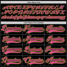 Load image into Gallery viewer, Custom Black Pink-Neon Yellow Hockey Lace Neck Jersey
