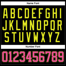 Load image into Gallery viewer, Custom Black Pink-Neon Yellow Hockey Lace Neck Jersey

