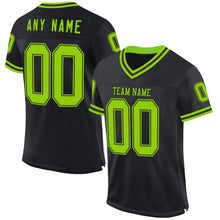 Load image into Gallery viewer, Custom Black Neon Green Mesh Authentic Throwback Football Jersey
