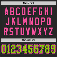 Load image into Gallery viewer, Custom Black Neon Green-Pink Mesh Authentic Throwback Football Jersey
