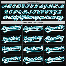 Load image into Gallery viewer, Custom Black White-Teal Authentic Throwback Baseball Jersey

