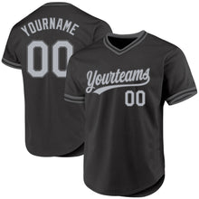 Load image into Gallery viewer, Custom Black Gray-Steel Gray Authentic Throwback Baseball Jersey
