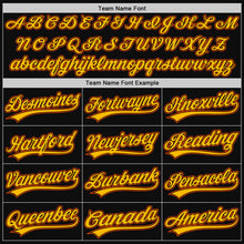 Load image into Gallery viewer, Custom Black Gold-Orange Authentic Throwback Baseball Jersey
