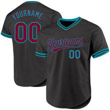 Load image into Gallery viewer, Custom Black Maroon-Yellow Authentic Throwback Baseball Jersey
