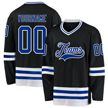 Load image into Gallery viewer, Custom Black Royal-White Hockey Jersey
