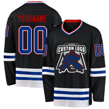 Load image into Gallery viewer, Custom Black Royal-Red Hockey Jersey
