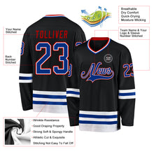 Load image into Gallery viewer, Custom Black Royal-Red Hockey Jersey

