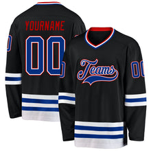 Load image into Gallery viewer, Custom Black Royal-Red Hockey Jersey
