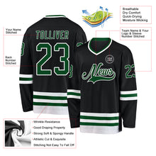 Load image into Gallery viewer, Custom Black Green-White Hockey Jersey
