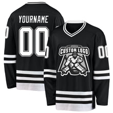 Load image into Gallery viewer, Custom Black White Hockey Jersey
