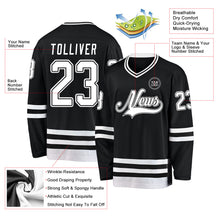 Load image into Gallery viewer, Custom Black White Hockey Jersey
