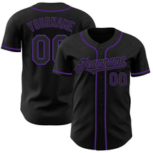 Load image into Gallery viewer, Custom Black Purple Authentic Baseball Jersey
