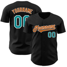 Load image into Gallery viewer, Custom Black Teal-Texas Orange Authentic Baseball Jersey
