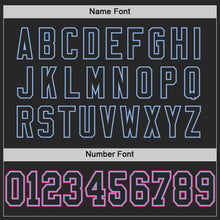 Load image into Gallery viewer, Custom Black Light Blue-Pink Mesh Authentic Football Jersey
