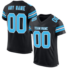 Load image into Gallery viewer, Custom Black Sky Blue-White Mesh Authentic Football Jersey
