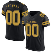 Load image into Gallery viewer, Custom Black Old Gold Mesh Authentic Football Jersey
