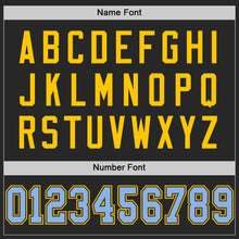 Load image into Gallery viewer, Custom Black Light Blue-Yellow Mesh Authentic Football Jersey
