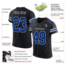 Load image into Gallery viewer, Custom Black Royal-Gray Mesh Authentic Football Jersey
