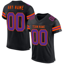 Load image into Gallery viewer, Custom Black Purple-Orange Mesh Authentic Football Jersey
