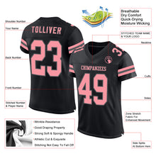 Load image into Gallery viewer, Custom Black Medium Pink-Steel Gray Mesh Authentic Football Jersey
