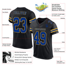 Load image into Gallery viewer, Custom Black Royal-Old Gold Mesh Authentic Football Jersey

