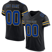 Load image into Gallery viewer, Custom Black Royal-Old Gold Mesh Authentic Football Jersey
