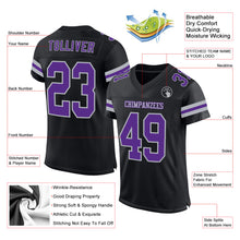 Load image into Gallery viewer, Custom Black Purple-Gray Mesh Authentic Football Jersey
