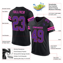 Load image into Gallery viewer, Custom Black Purple-Pink Mesh Authentic Football Jersey
