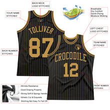 Load image into Gallery viewer, Custom Black Old Gold Pinstripe Old Gold Authentic  Basketball Jersey
