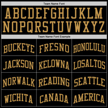 Load image into Gallery viewer, Custom Black Old Gold Pinstripe Old Gold Authentic  Basketball Jersey
