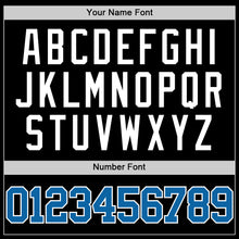 Load image into Gallery viewer, Custom Black White Pinstripe Blue Authentic  Basketball Jersey
