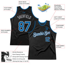 Load image into Gallery viewer, Custom Black Blue-Gray Authentic Throwback Basketball Jersey
