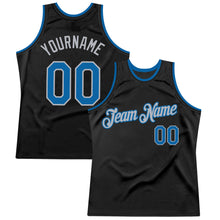 Load image into Gallery viewer, Custom Black Blue-Gray Authentic Throwback Basketball Jersey
