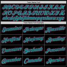 Load image into Gallery viewer, Custom Black Pink-Aqua Authentic Throwback Basketball Jersey

