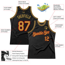 Load image into Gallery viewer, Custom Black Old Gold-Red Authentic Throwback Basketball Jersey
