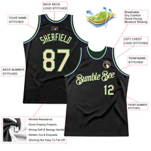 Load image into Gallery viewer, Custom Black Cream Green-Royal Authentic Throwback Basketball Jersey
