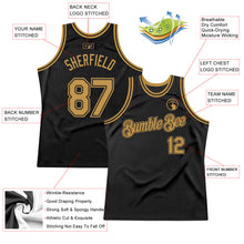 Load image into Gallery viewer, Custom Black Old Gold Authentic Throwback Basketball Jersey
