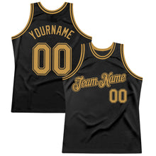 Load image into Gallery viewer, Custom Black Old Gold Authentic Throwback Basketball Jersey
