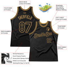 Load image into Gallery viewer, Custom Black Old Gold Authentic Throwback Basketball Jersey
