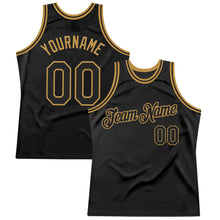 Load image into Gallery viewer, Custom Black Old Gold Authentic Throwback Basketball Jersey
