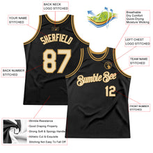 Load image into Gallery viewer, Custom Black Cream-Old Gold Authentic Throwback Basketball Jersey
