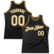 Load image into Gallery viewer, Custom Black Cream-Old Gold Authentic Throwback Basketball Jersey
