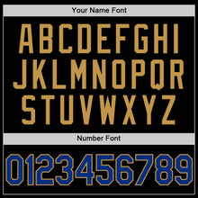Load image into Gallery viewer, Custom Black Royal-Old Gold Authentic Throwback Basketball Jersey
