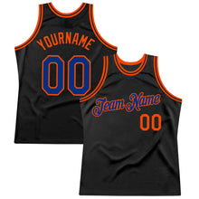 Load image into Gallery viewer, Custom Black Royal-Orange Authentic Throwback Basketball Jersey
